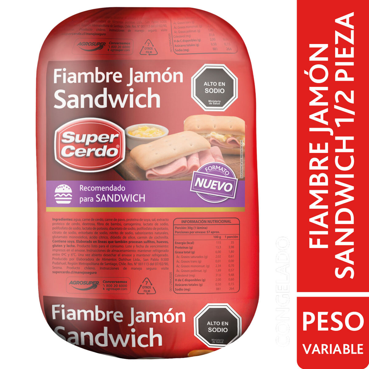 Fiambre Jamón Sándwich 1/2 Pieza