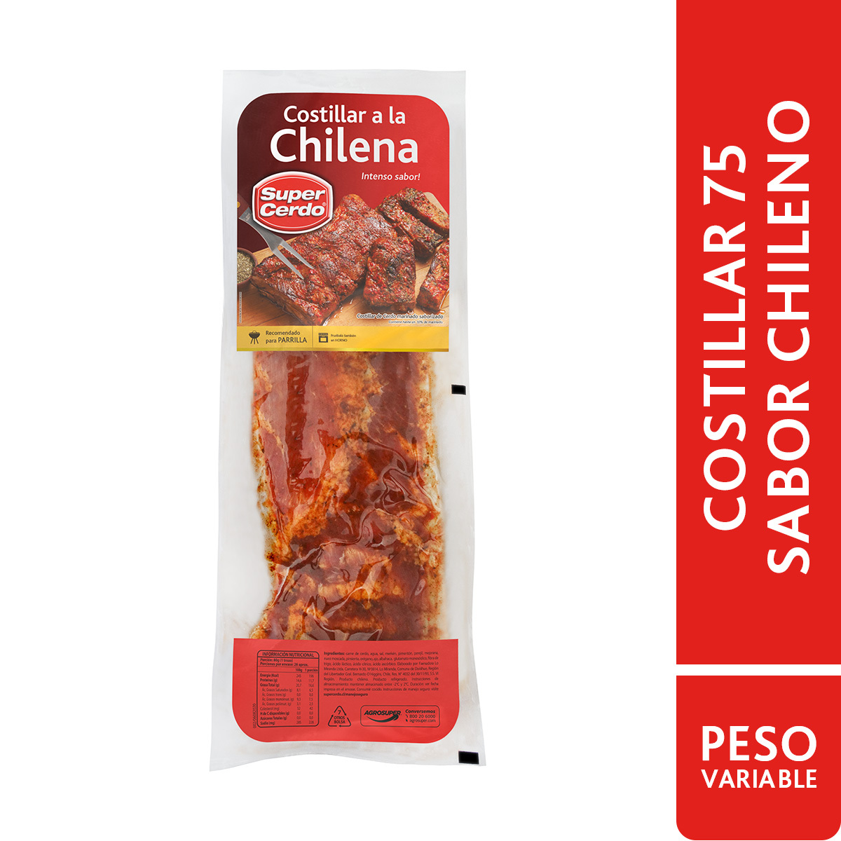 Costillar 75 de Cerdo Sabor Chileno