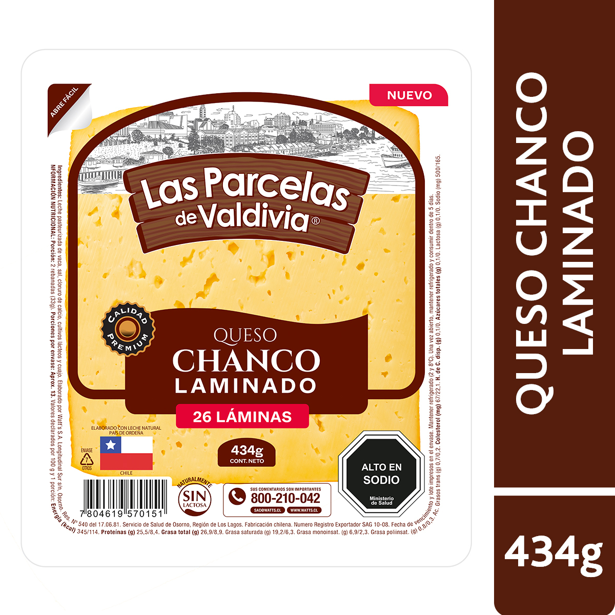 Queso Chanco Laminado 434 g.